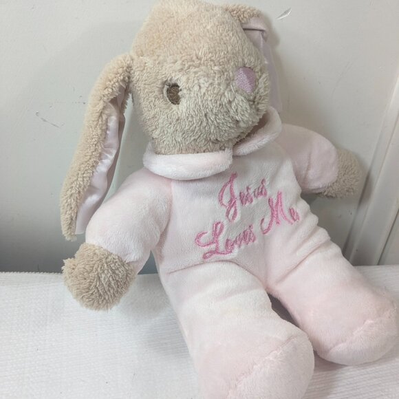 Dan Dee Jesus Loves Me talking Pink Bunny Rabbit Plush Stuffed Animal Easter - Picture 5 of 8